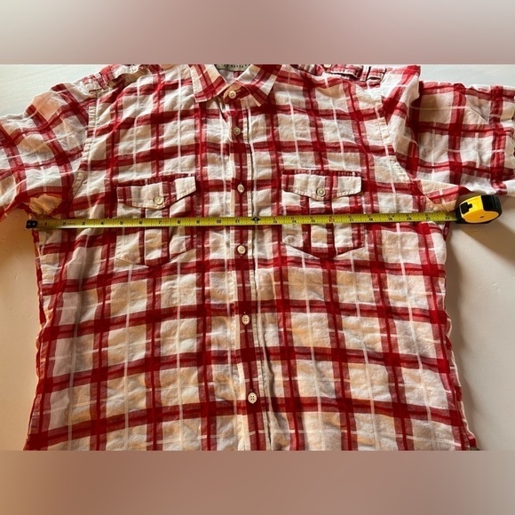 Ted Baker lightweight buffalo check red white plaid summer sz 5(XL) pockets SS - Picture 6 of 6